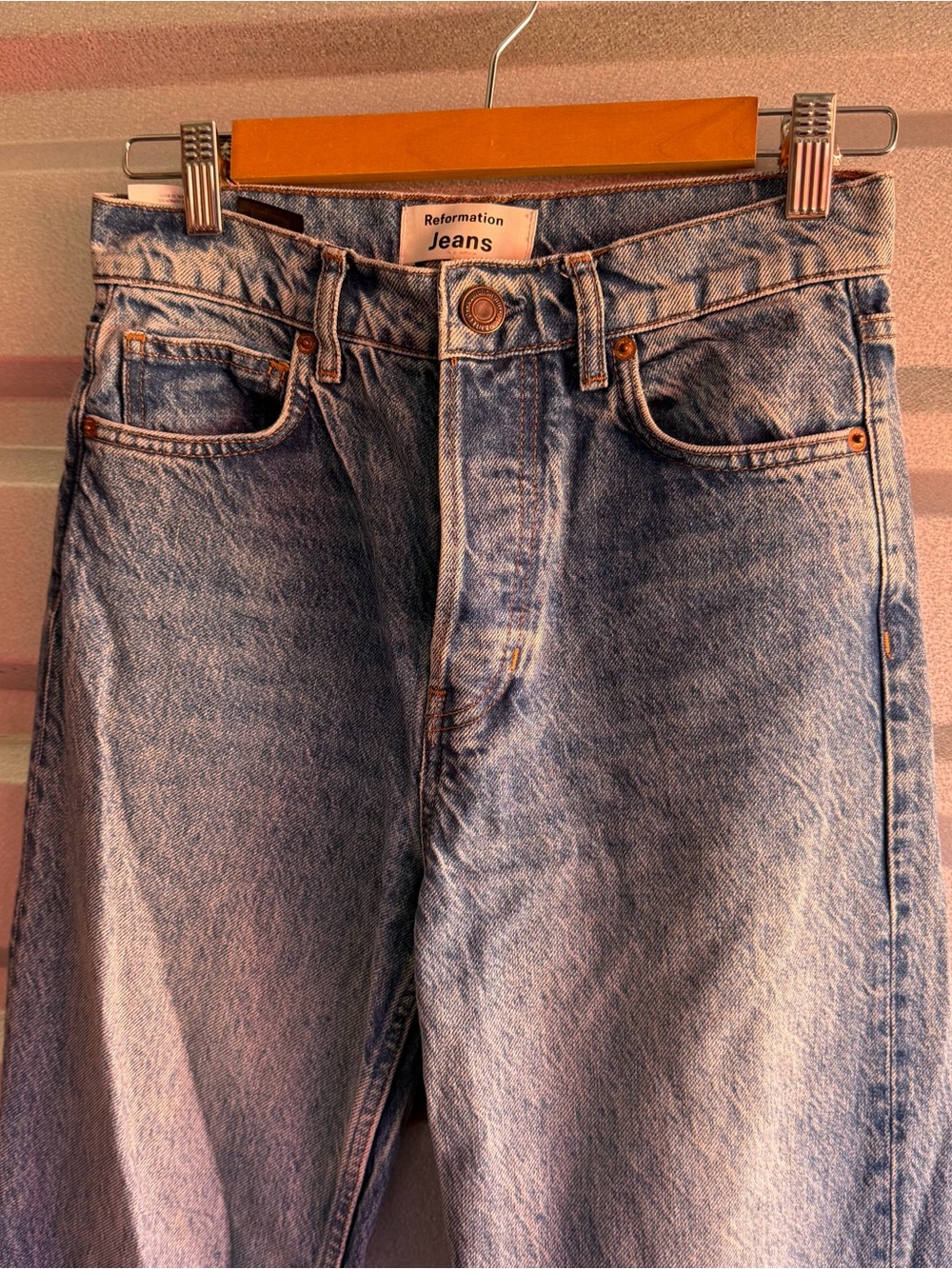 Reformation cynthia high rise straight long jean - Picture 4 of 9